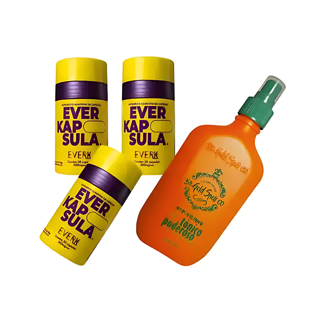 Everkapsula hair supplement and Gold Spell Tônico Poderoso kit - Buy now at MKPBR.COM - Worldwide Shipping