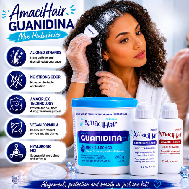 Embelleze AmaciHair Mix Hialurônico glossy shine finish for all hair types and textures – Buy now at MKPBR.COM – Worldwide Shipping