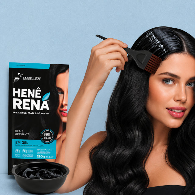 Embelleze Henê Rená Bluish Black intense color and shine treatment for textured hair types – Buy now at MKPBR.COM – Worldwide Shipping