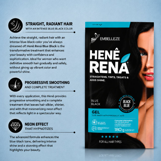 Embelleze Henê Rená Brazilian straightening formula 180g professional hair alignment at home – Buy now at MKPBR.COM – Worldwide Shipping
