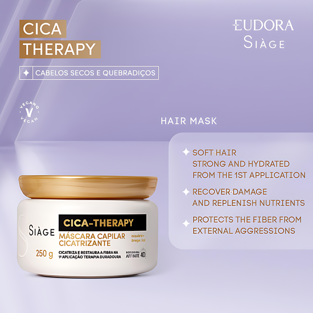 Eudora Siàge Cica Therapy Mask, a Brazilian intensive treatment for hair healing – Buy now at MKPBR.COM – Worldwide Shipping
