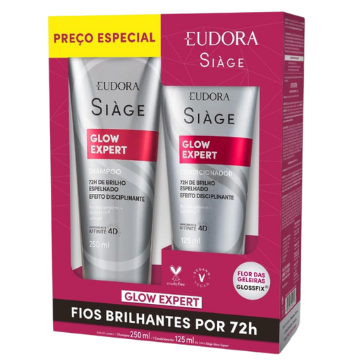 Eudora Siàge Glow Expert Shampoo & Conditioner Promopack for radiant, disciplined hair – Buy now at MKPBR.COM – Worldwide Shipping