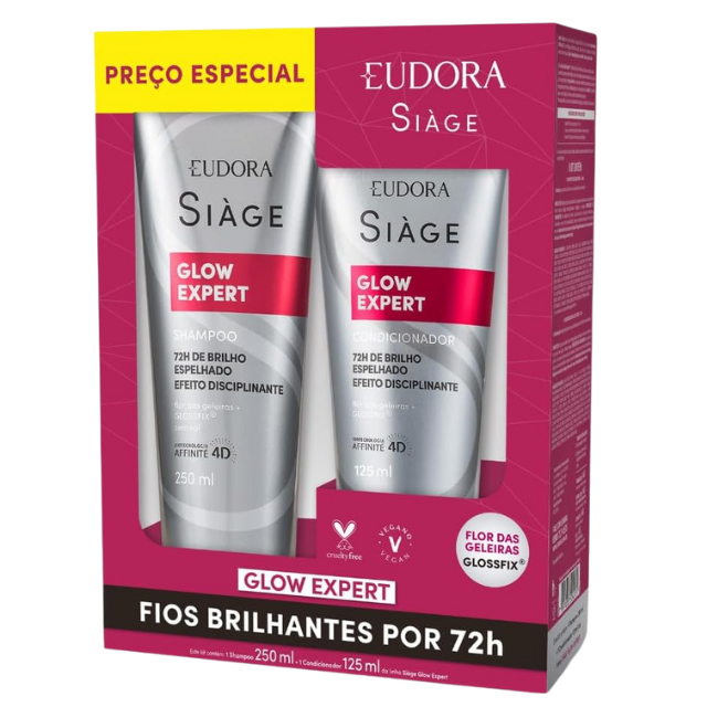 Eudora Siàge Glow Expert Shampoo & Conditioner Promopack for radiant, disciplined hair – Buy now at MKPBR.COM – Worldwide Shipping