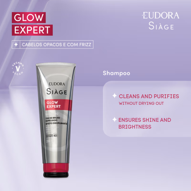 Eudora Siàge Glow Expert Shampoo for enhanced luminosity and frizz control – Buy now at MKPBR.COM – Worldwide Shipping