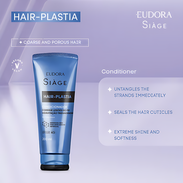 Eudora Siàge Hair-Plastia Conditioner to seal cuticles and detangle hair – Buy now at MKPBR.COM – Worldwide Shipping