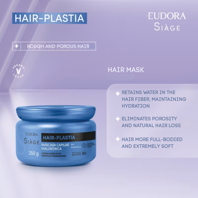 Eudora Siàge Hair-Plastia Mask, a Brazilian intensive treatment for hair transformation – Buy now at MKPBR.COM – Worldwide Shipping