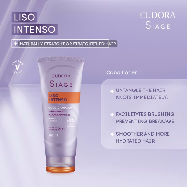 Eudora Siàge Liso Intenso Conditioner for brilliant shine and softness – Buy now at MKPBR.COM – Worldwide Shipping