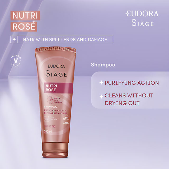 Eudora Siàge Nutri Rosé Shampoo for deep nourishment and healthy roots – Buy now at MKPBR.COM – Worldwide Shipping