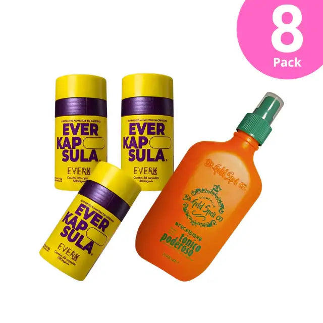 Everkapsula and Gold Spell Tônico Poderoso 8-Pack bundle for long term hair care - Buy now at MKPBR.COM - Worldwide Shipping