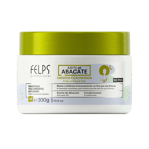 Felps Professional Avocado Oil Conditioning Butter 300 g white jar with green lid, front view – Buy now at MKPBR.COM – Worldwide Shipping