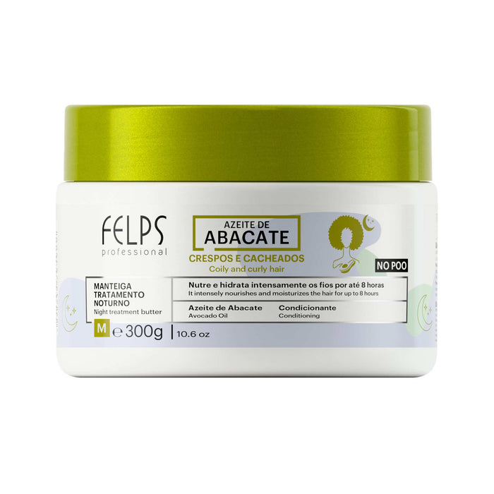 Felps Professional Avocado Oil Conditioning Butter 300 g white jar with green lid, front view – Buy now at MKPBR.COM – Worldwide Shipping