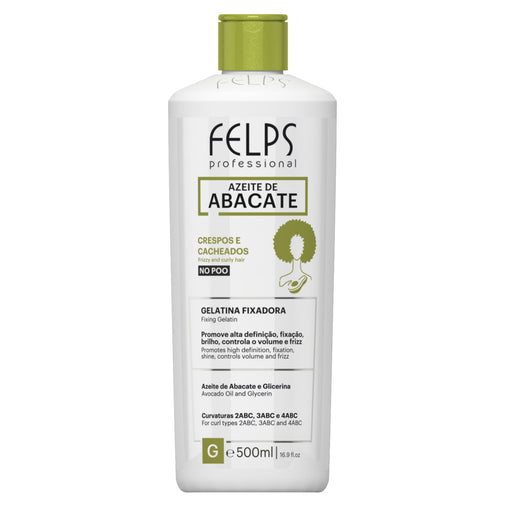 Felps Professional Avocado Oil Setting Gel 500 ml white bottle with green cap, front view – Buy now at MKPBR.COM – Worldwide Shipping
