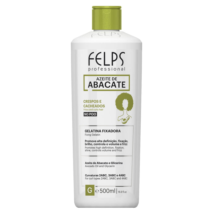Felps Professional Avocado Oil Setting Gel 500 ml white bottle with green cap, front view – Buy now at MKPBR.COM – Worldwide Shipping
