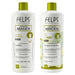 Felps Professional Avocado Oil Shampoo and Curl Activator 3ABC 500 ml kit, front view of both white bottles with green caps – Buy now at MKPBR.COM – Worldwide Shipping