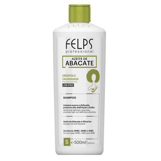 Felps Professional Avocado Oil Shampoo 500 ml white bottle with green cap, front view – Buy now at MKPBR.COM – Worldwide Shipping
