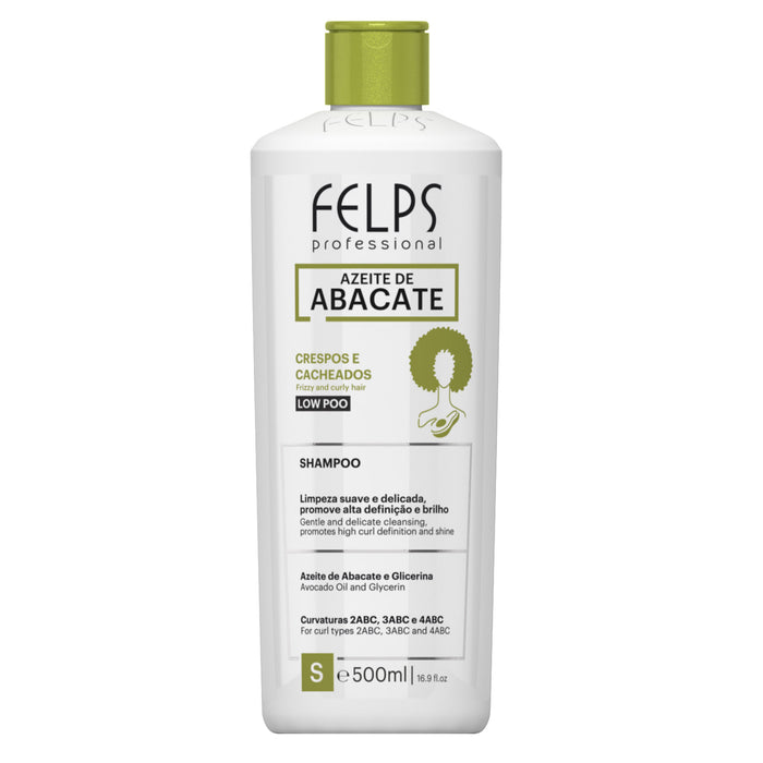 Felps Professional Avocado Oil Shampoo 500 ml white bottle with green cap, front view – Buy now at MKPBR.COM – Worldwide Shipping