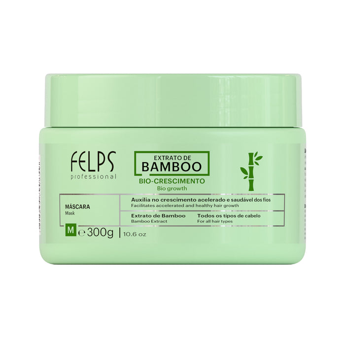 Felps Professional Bamboo Growth Hair Mask 300 g front of the green jar with Extrato de Bamboo label – Buy now at MKPBR.COM – Worldwide Shipping