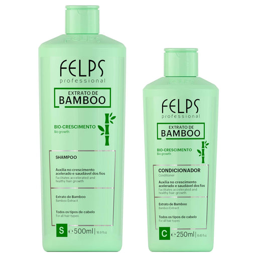 Felps Professional Bamboo Growth Shampoo 500 ml and Conditioner 250 ml kit, front of both bottles – Buy now at MKPBR.COM – Worldwide Shipping