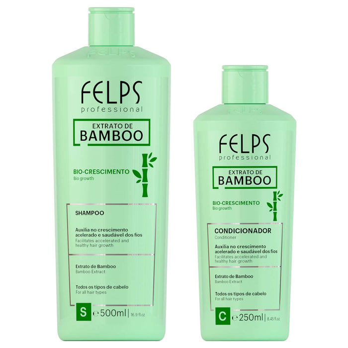 Felps Professional Bamboo Growth Shampoo 500 ml and Conditioner 250 ml kit, front of both bottles – Buy now at MKPBR.COM – Worldwide Shipping