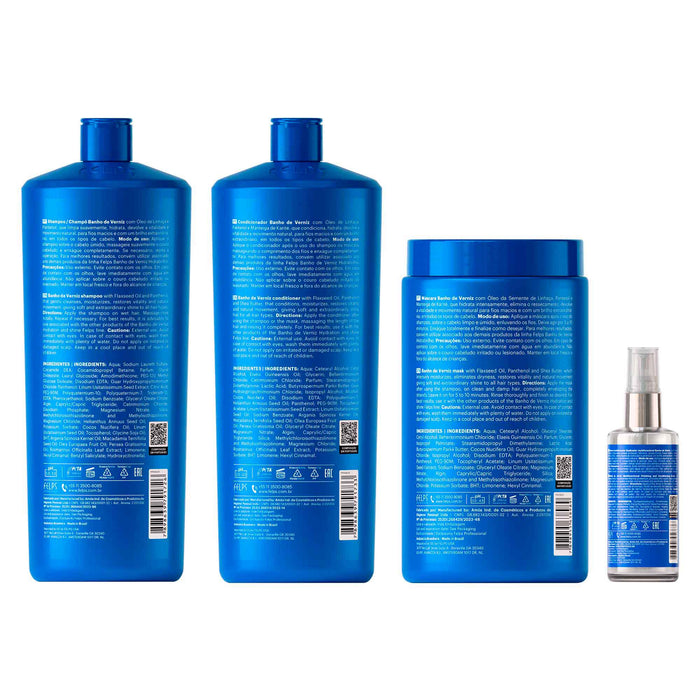Felps Professional Banho de Verniz Hidrabrilho salon-size kit of 4, second view of the four-piece set – Buy now at MKPBR.COM – Worldwide Shipping