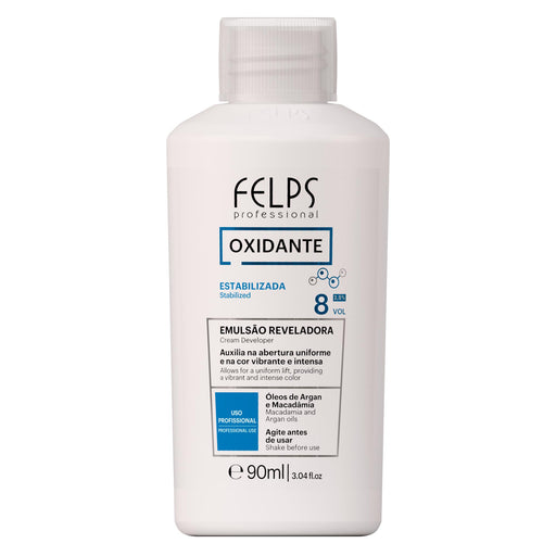 Felps Professional Cream Developer 8 Vol 90 ml white bottle, front of label – Buy now at MKPBR.COM – Worldwide Shipping