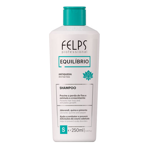 Felps Professional Equilibrio Strengthening Shampoo 250 ml front of white bottle with teal cap – Buy now at MKPBR.COM – Worldwide Shipping