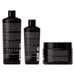 Back labels of the Felps Professional Force Gloss Kit of 3 showing the shampoo, conditioner and mask ingredient panels – Buy now at MKPBR.COM – Worldwide Shipping