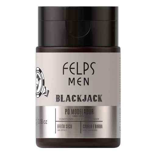Felps Men Black Jack Hair Styling Powder 5 g front of the small brown applicator jar with the flip-top cap – Buy now at MKPBR.COM – Worldwide Shipping