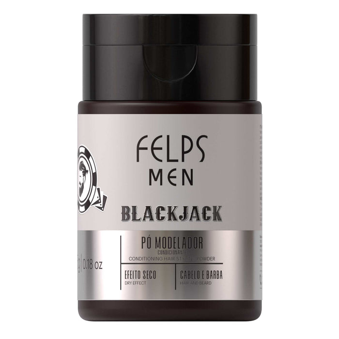 Felps Men Black Jack Hair Styling Powder 5 g front of the small brown applicator jar with the flip-top cap – Buy now at MKPBR.COM – Worldwide Shipping