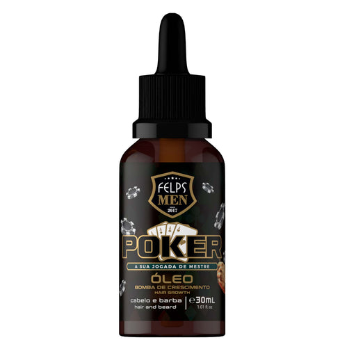Felps Men Poker Beard and Hair Repair Oil 30 ml front of black and gold dropper bottle – Buy now at MKPBR.COM – Worldwide Shipping