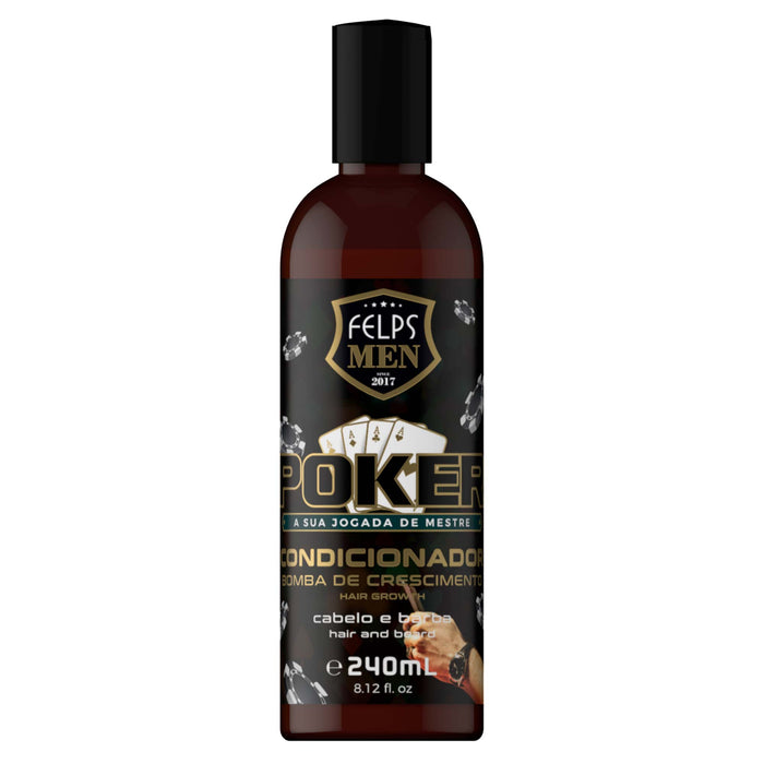 Felps Men Poker Hair and Beard Conditioner 240 ml front of bottle by Felps Professional – Buy now at MKPBR.COM – Worldwide Shipping