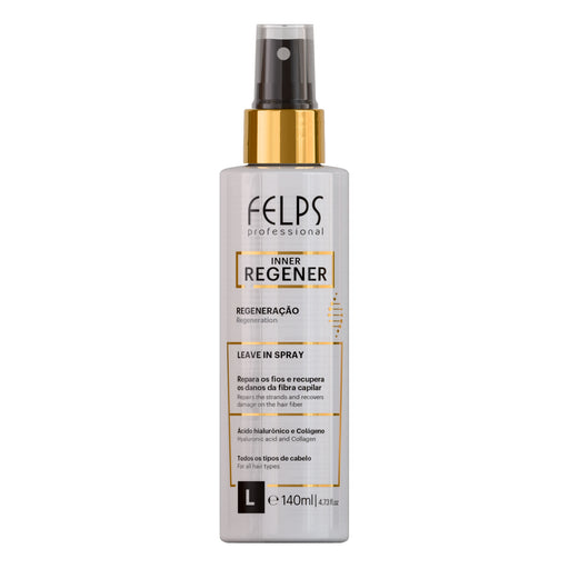 Felps Professional Inner Regener Thermal Protection Leave-In Spray 140 ml front view of the white and gold pump bottle – Buy now at MKPBR.COM – Worldwide Shipping