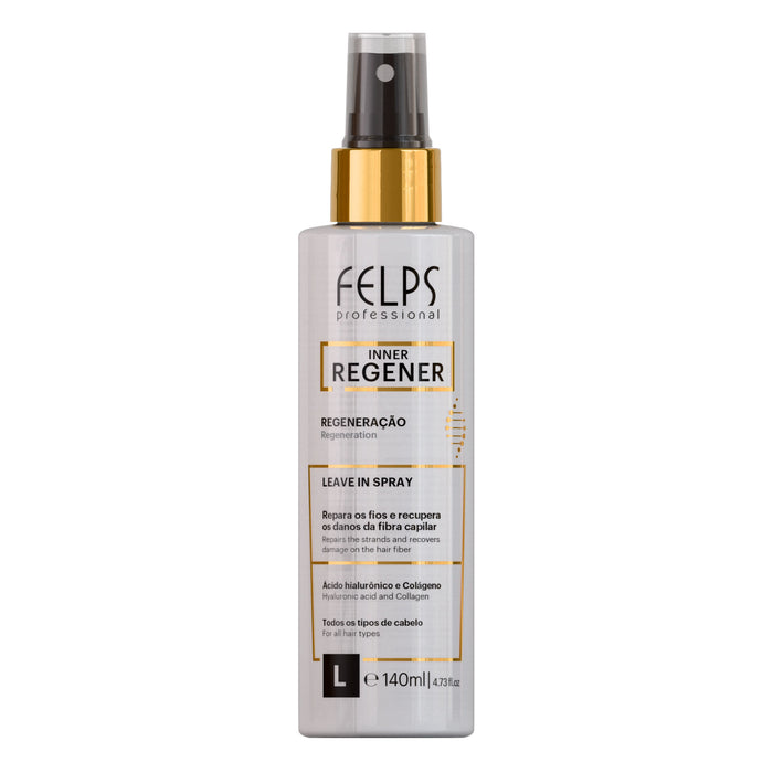 Felps Professional Inner Regener Thermal Protection Leave-In Spray 140 ml front view of the white and gold pump bottle – Buy now at MKPBR.COM – Worldwide Shipping