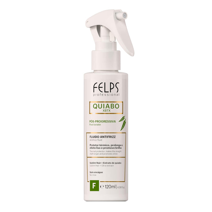Felps Professional Quiabo XBTX Post-Progressive Antifrizz Leave-In Fluid 120 ml front of bottle with manual trigger sprayer – Buy now at MKPBR.COM – Worldwide Shipping