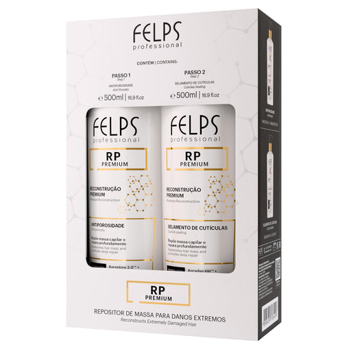 Felps Professional RP Premium Reconstruction Duo box showing the Step 1 Anti-Porosity and Step 2 Cuticle Sealing 500 ml bottles through the front window – Buy now at MKPBR.COM – Worldwide Shipping