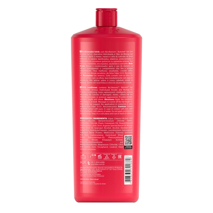Felps Professional SOS Reconstruction Conditioner 1 L salon size back label with usage instructions – Buy now at MKPBR.COM – Worldwide Shipping