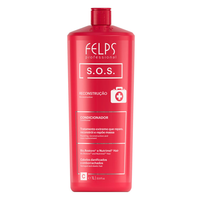 Felps Professional SOS Reconstruction Conditioner 33.8 fl oz 1 L salon size front of bottle – Buy now at MKPBR.COM – Worldwide Shipping
