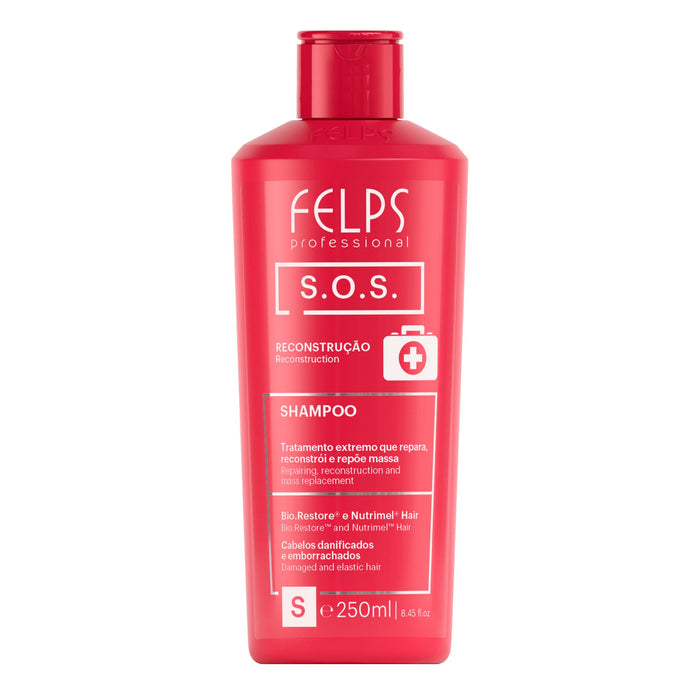 Felps Professional SOS Reconstruction Shampoo 8.45 fl oz 250 ml front of bottle – Buy now at MKPBR.COM – Worldwide Shipping