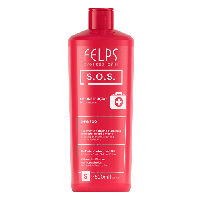 Felps Professional SOS Reconstruction Shampoo 16.9 fl oz 500 ml front of bottle – Buy now at MKPBR.COM – Worldwide Shipping