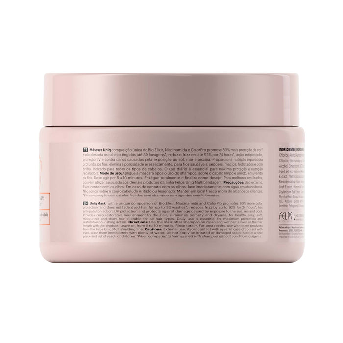Felps Professional Uniq 6-in-1 Treatment Mask 300 g back label with ingredient list – Buy now at MKPBR.COM – Worldwide Shipping