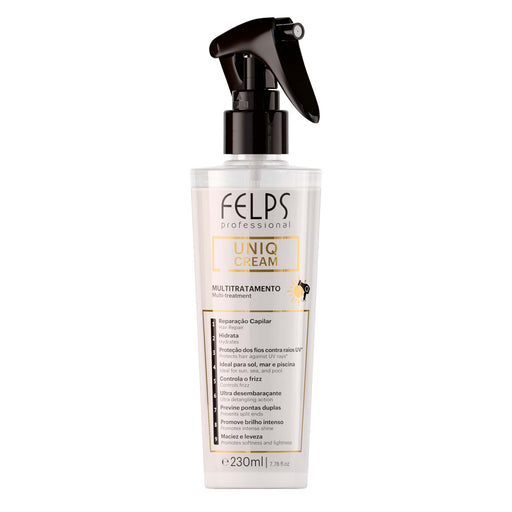 Felps Professional Uniq Cream Multi-Treatment Leave-In 230 ml front view of the white spray bottle with black trigger – Buy now at MKPBR.COM – Worldwide Shipping