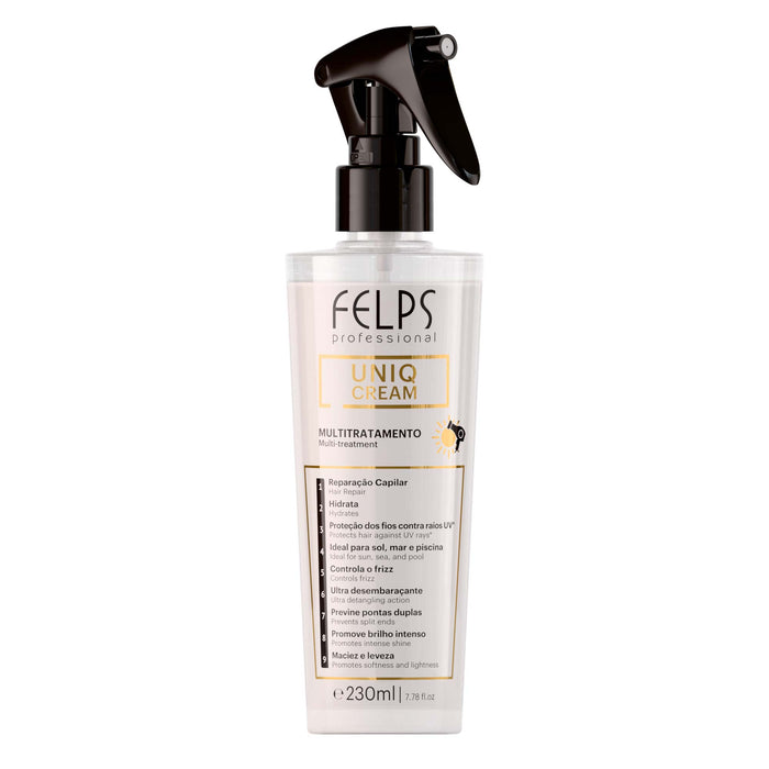 Felps Professional Uniq Cream Multi-Treatment Leave-In 230 ml front view of the white spray bottle with black trigger – Buy now at MKPBR.COM – Worldwide Shipping