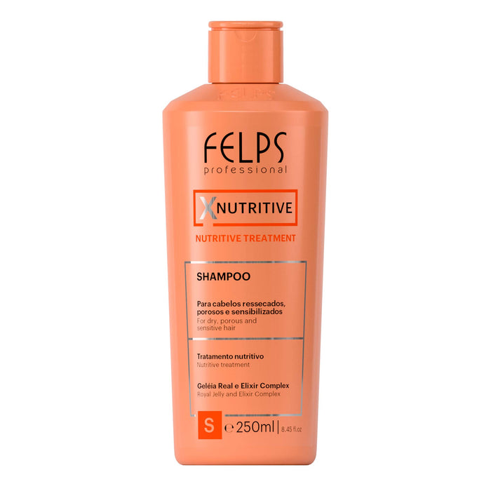 Felps Professional XNutritive Deep Nutrition Shampoo 250 ml orange bottle front view – Buy now at MKPBR.COM – Worldwide Shipping