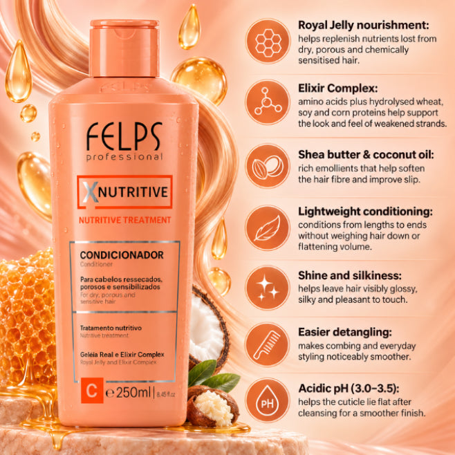 Felps Professional XNutritive Conditioner – Hair care with Elixir Complex, amino acids and hydrolyzed proteins for softness and shine – Buy now at MKPBR.COM – Worldwide Shipping