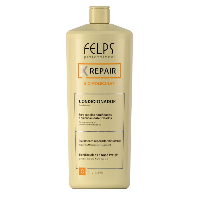 Felps Professional XRepair Bio Molecular Deep Hydration Conditioner 1 L salon size bottle front view – Buy now at MKPBR.COM – Worldwide Shipping