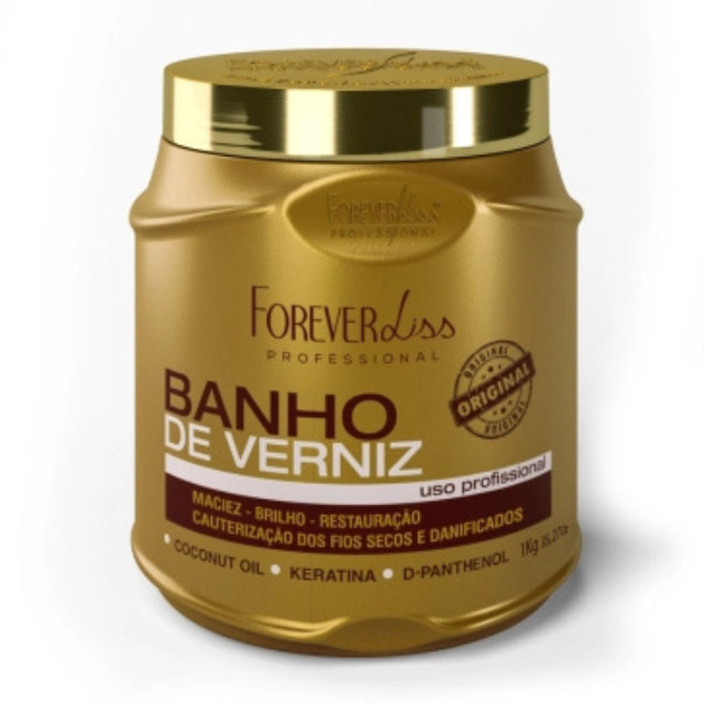 Forever Liss Banho de Verniz 1kg professional salon size for intensive mirror shine – Buy now at MKPBR.COM – Worldwide Shipping