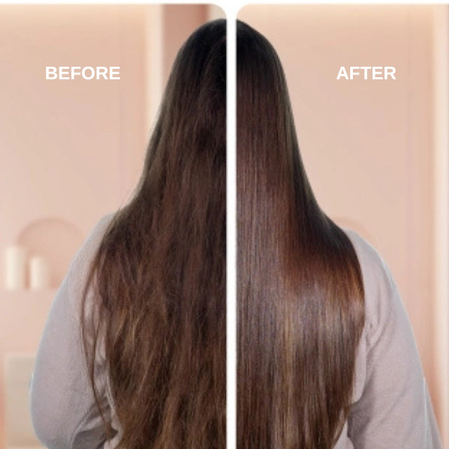 Intense mirror shine results on hair strands after using Forever Liss Banho de Verniz conditioner – Buy now at MKPBR.COM – Worldwide Shipping