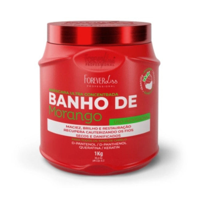 Forever Liss Banho de Verniz Morango 1kg professional salon size for color shine – Buy now at MKPBR.COM – Worldwide Shipping