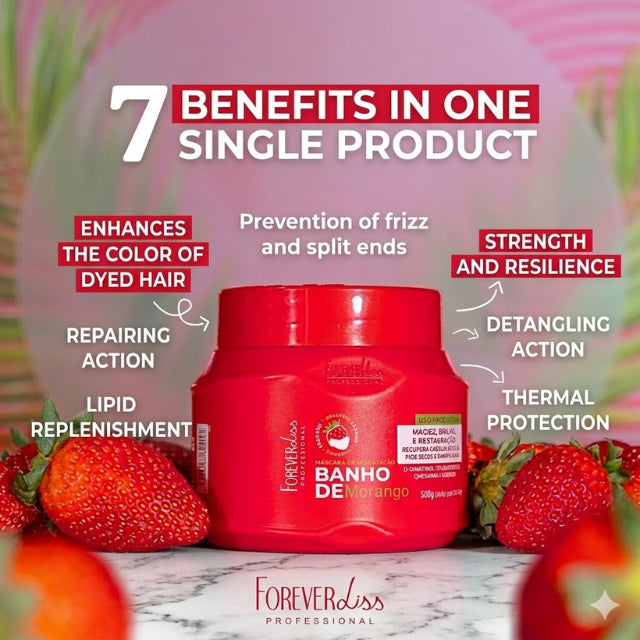 Key ingredients of Banho de Verniz Morango including Strawberry Extract and Keratin – Buy now at MKPBR.COM – Worldwide Shipping