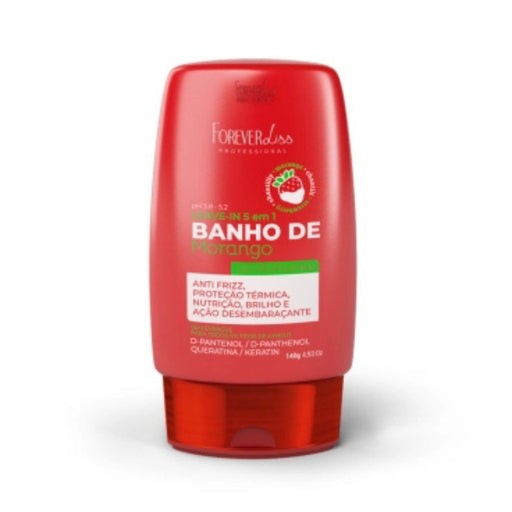 Forever Liss Banho de Verniz Morango Multi-Action Leave-In 140g front view – Buy now at MKPBR.COM – Worldwide Shipping